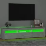 betonszürke TV-szekrény LED lámpákkal 180x35x40 cm