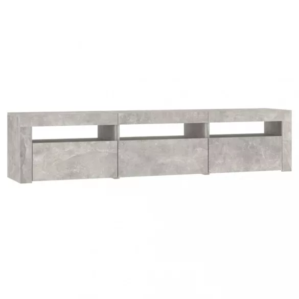 betonszürke TV-szekrény LED lámpákkal 180x35x40 cm