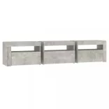 betonszürke TV-szekrény LED lámpákkal 180x35x40 cm