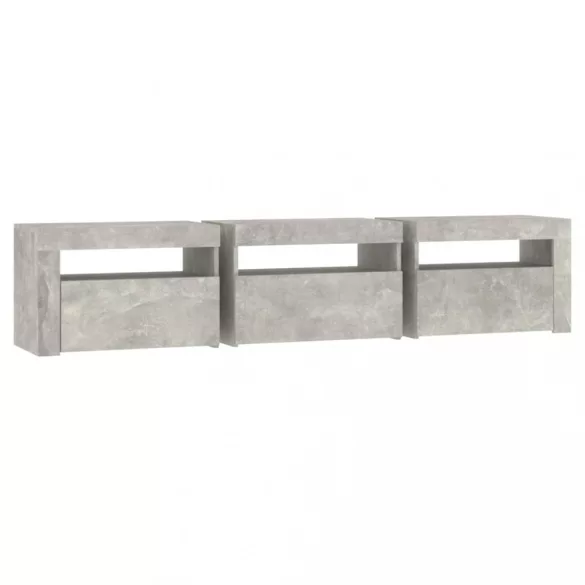 betonszürke TV-szekrény LED lámpákkal 180x35x40 cm