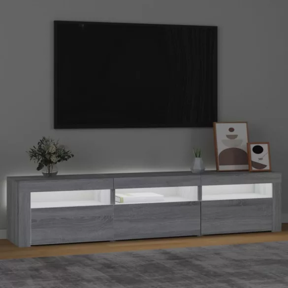 szürke sonoma színű TV-szekrény LED-lámpákkal 180x35x40 cm
