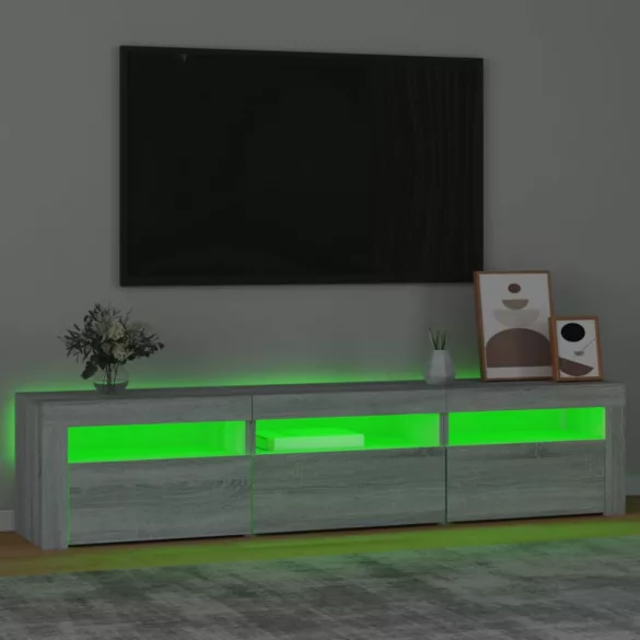 szürke sonoma színű TV-szekrény LED-lámpákkal 180x35x40 cm
