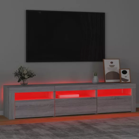 szürke sonoma színű TV-szekrény LED-lámpákkal 180x35x40 cm