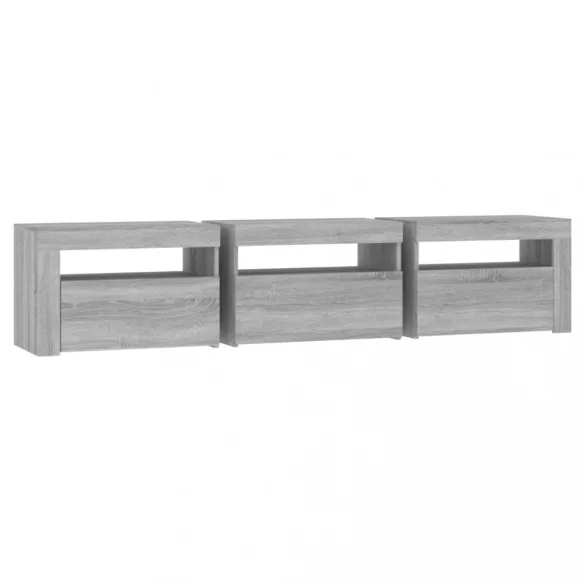 szürke sonoma színű TV-szekrény LED-lámpákkal 180x35x40 cm