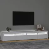 fehér TV-szekrény LED-lámpákkal 240x35x40 cm