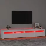 fehér TV-szekrény LED-lámpákkal 240x35x40 cm