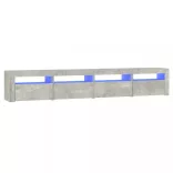 betonszürke TV-szekrény LED-lámpákkal 240x35x40 cm