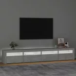 betonszürke TV-szekrény LED-lámpákkal 240x35x40 cm