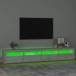 betonszürke TV-szekrény LED-lámpákkal 240x35x40 cm