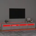 betonszürke TV-szekrény LED-lámpákkal 240x35x40 cm