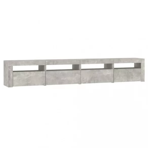 betonszürke TV-szekrény LED-lámpákkal 240x35x40 cm