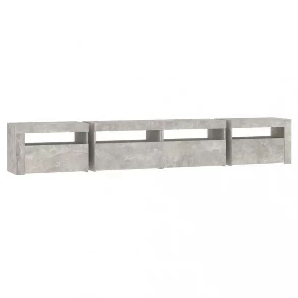 betonszürke TV-szekrény LED-lámpákkal 240x35x40 cm