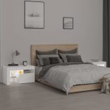 2 db fehér színű LED-lámpás éjjeliszekrény 70x36,5x40 cm