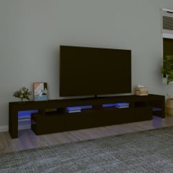 fekete TV-szekrény LED-világítással 260x36,5x40 cm