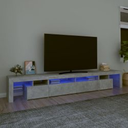 betonszürke TV-szekrény LED lámpákkal 260x36,5x40 cm