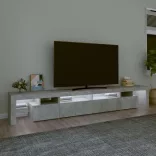 betonszürke TV-szekrény LED lámpákkal 260x36,5x40 cm