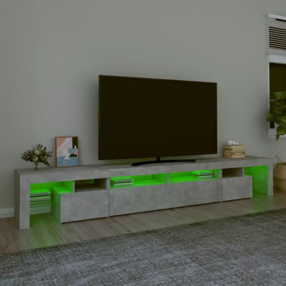 betonszürke TV-szekrény LED lámpákkal 260x36,5x40 cm