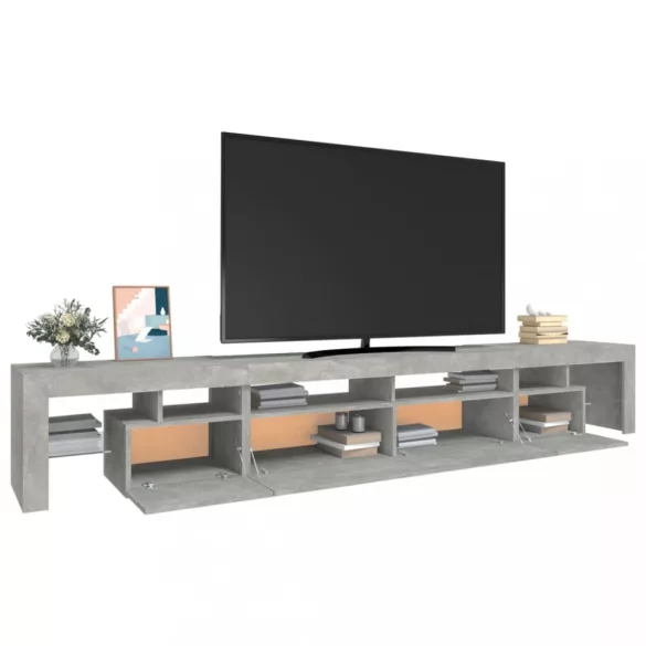 betonszürke TV-szekrény LED lámpákkal 260x36,5x40 cm