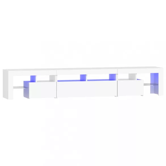 fehér TV-szekrény LED-lámpákkal 230x36,5x40 cm