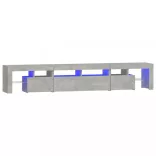 betonszürke TV-szekrény LED lámpákkal 230x36,5x40 cm