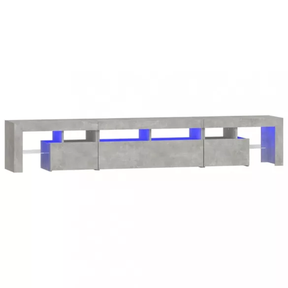 betonszürke TV-szekrény LED lámpákkal 230x36,5x40 cm