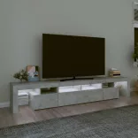 betonszürke TV-szekrény LED lámpákkal 230x36,5x40 cm