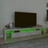 betonszürke TV-szekrény LED lámpákkal 230x36,5x40 cm