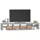 betonszürke TV-szekrény LED lámpákkal 230x36,5x40 cm