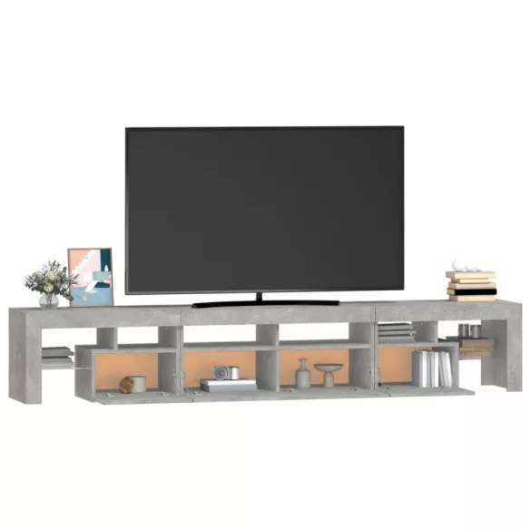 betonszürke TV-szekrény LED lámpákkal 230x36,5x40 cm