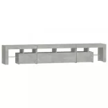 betonszürke TV-szekrény LED lámpákkal 230x36,5x40 cm