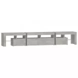 betonszürke TV-szekrény LED lámpákkal 230x36,5x40 cm