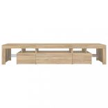 sonoma tölgy színű TV-szekrény LED-lámpákkal 215x36,5x40 cm