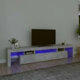 betonszürke TV-szekrény LED lámpákkal 215x36,5x40 cm