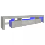 betonszürke TV-szekrény LED lámpákkal 215x36,5x40 cm