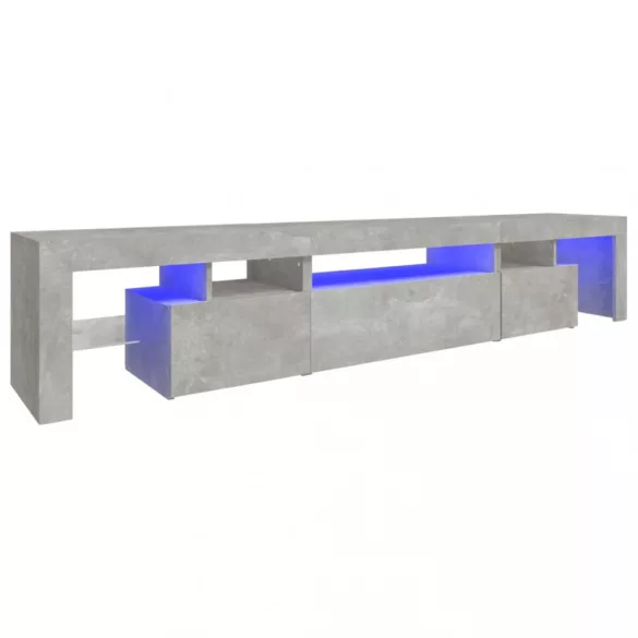 betonszürke TV-szekrény LED lámpákkal 215x36,5x40 cm