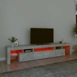betonszürke TV-szekrény LED lámpákkal 215x36,5x40 cm
