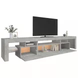 betonszürke TV-szekrény LED lámpákkal 215x36,5x40 cm