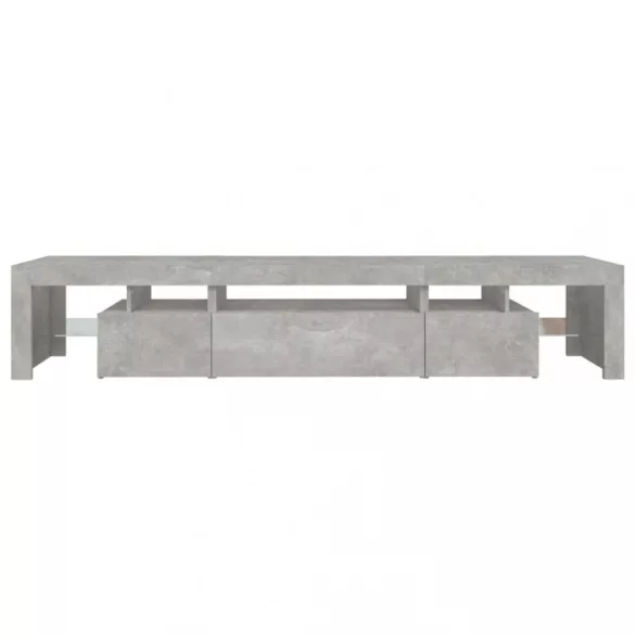 betonszürke TV-szekrény LED lámpákkal 215x36,5x40 cm