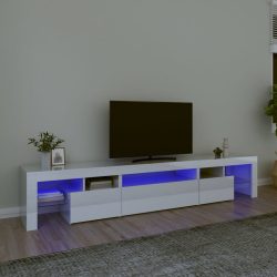   magasfényű fehér TV-szekrény LED lámpákkal 215x36,5x40 cm