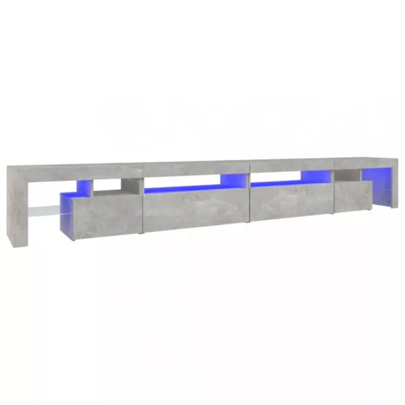 betonszürke TV-szekrény LED-lámpákkal 290x36,5x40 cm