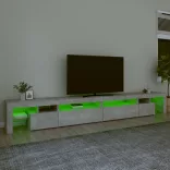 betonszürke TV-szekrény LED-lámpákkal 290x36,5x40 cm