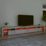 betonszürke TV-szekrény LED-lámpákkal 290x36,5x40 cm