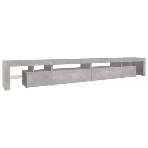 betonszürke TV-szekrény LED-lámpákkal 290x36,5x40 cm