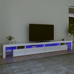   magasfényű fehér TV-szekrény LED-lámpákkal 290x36,5x40 cm