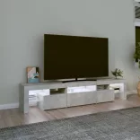 betonszürke TV-szekrény LED lámpákkal 200x36,5x40 cm