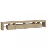 sonoma tölgy színű TV-szekrény LED-lámpákkal 260x36,5x40 cm