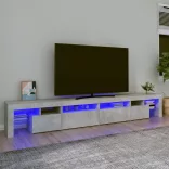 betonszürke TV-szekrény LED lámpákkal 260x36,5x40 cm