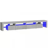 betonszürke TV-szekrény LED lámpákkal 260x36,5x40 cm