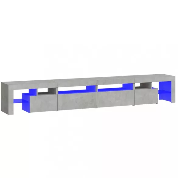 betonszürke TV-szekrény LED lámpákkal 260x36,5x40 cm