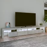 betonszürke TV-szekrény LED lámpákkal 260x36,5x40 cm